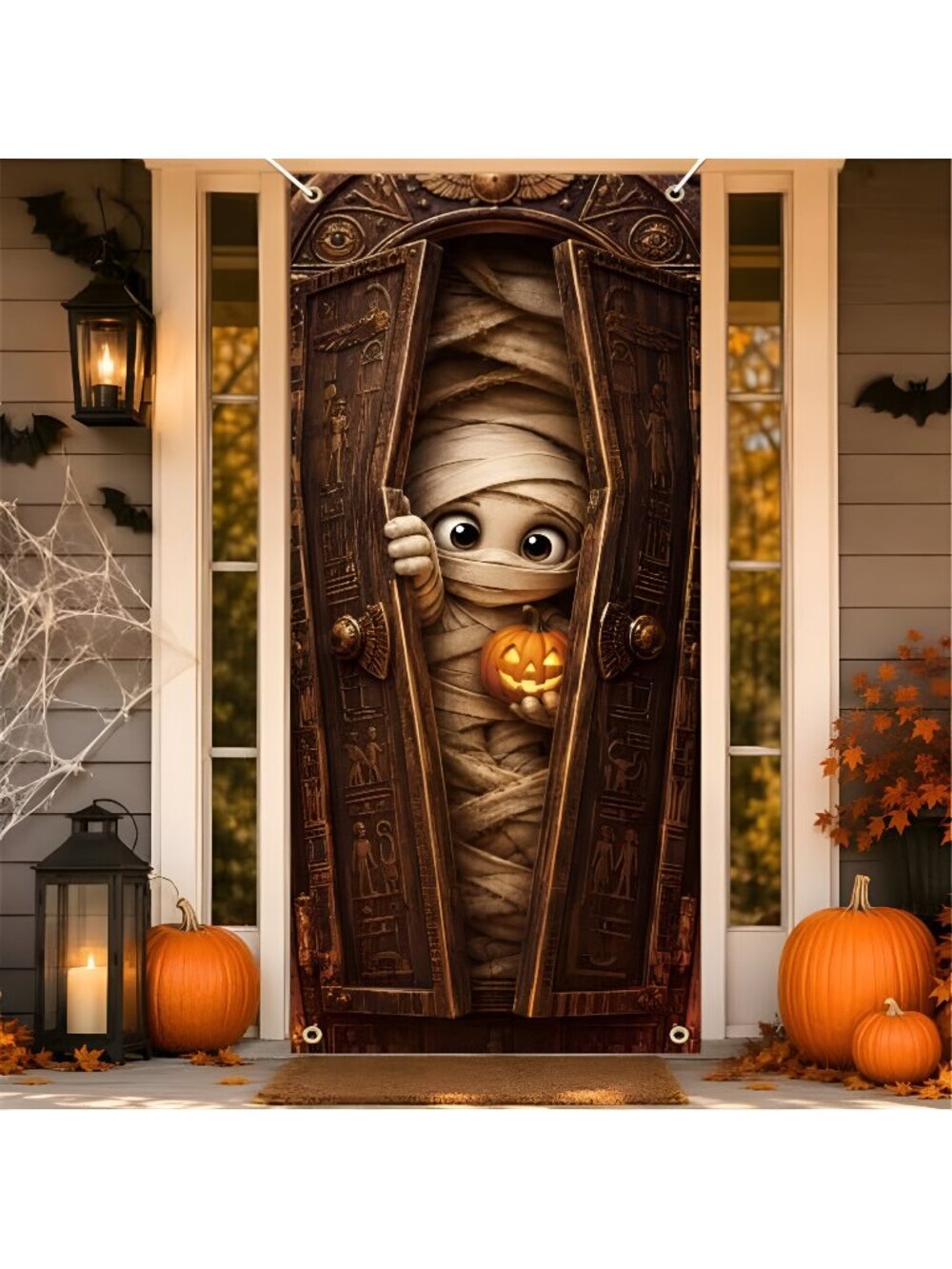 Halloween Door Cover 30 x 72 Inch Mummy Door Banner Spooky Egyptian